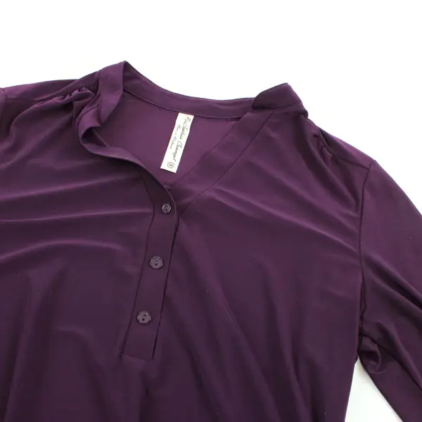 PerSeption Concept Women's Purple Blouse Size M Short Sleeve 4-Button