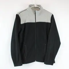 Blass by Bill Blass Womens Full Zip Fleece Jacket Black Gray Colorblock M