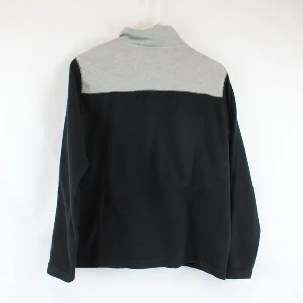 Blass by Bill Blass Womens Full Zip Fleece Jacket Black Gray Colorblock M