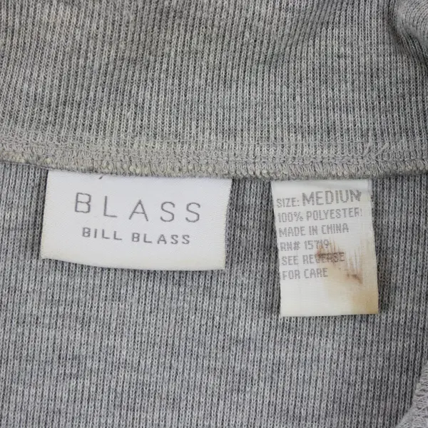 Blass by Bill Blass Womens Full Zip Fleece Jacket Black Gray Colorblock M