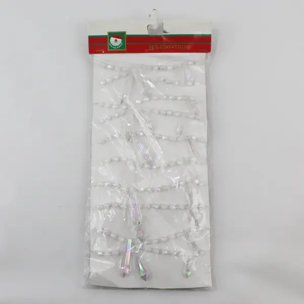 NOS Vintage Santa's World Holiday Trim Iridescent Plastic Crystal Garland