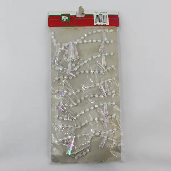 NOS Vintage Santa's World Holiday Trim Iridescent Plastic Crystal Garland