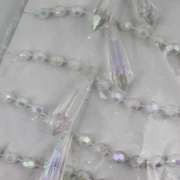 NOS Vintage Santa's World Holiday Trim Iridescent Plastic Crystal Garland