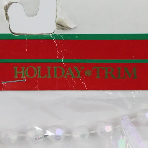 NOS Vintage Santa's World Holiday Trim Iridescent Plastic Crystal Garland