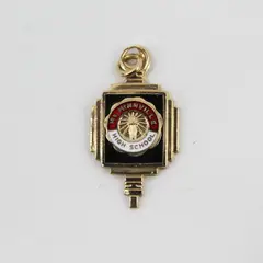 Vintage Kinney McMinnville High School Enamel Gold-Tone Charm Pendant