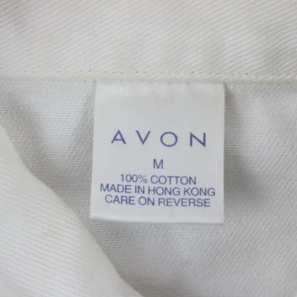 Vtg Avon Denim Jacket Women Sz M White Embellished Stars Snap Pockets Retro