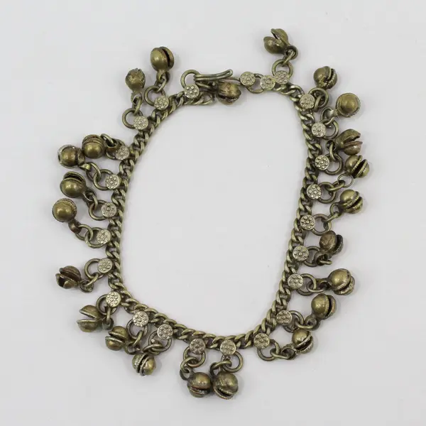 Vintage Brass Bell Traditional Indian Boho Chain Anklet 9"