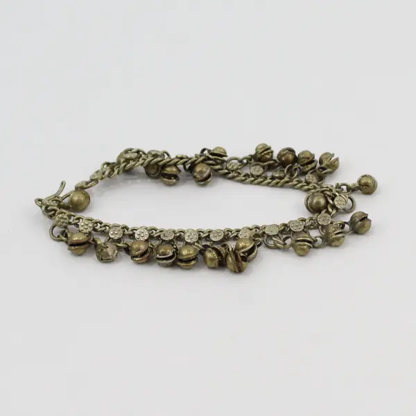 Vintage Brass Bell Traditional Indian Boho Chain Anklet 9"