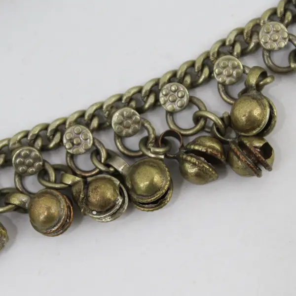 Vintage Brass Bell Traditional Indian Boho Chain Anklet 9"