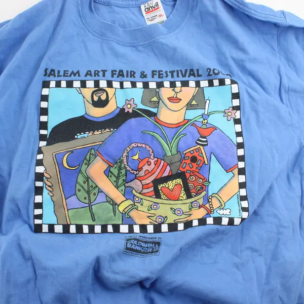 Vintage Anvil Salem Art Fair & Festival 2000 Blue T-Shirt Adult XL