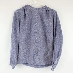 Vintage 80s Panther Lilac Purple Abstract Button-Down Blouse Tie Neck Sz 7/8