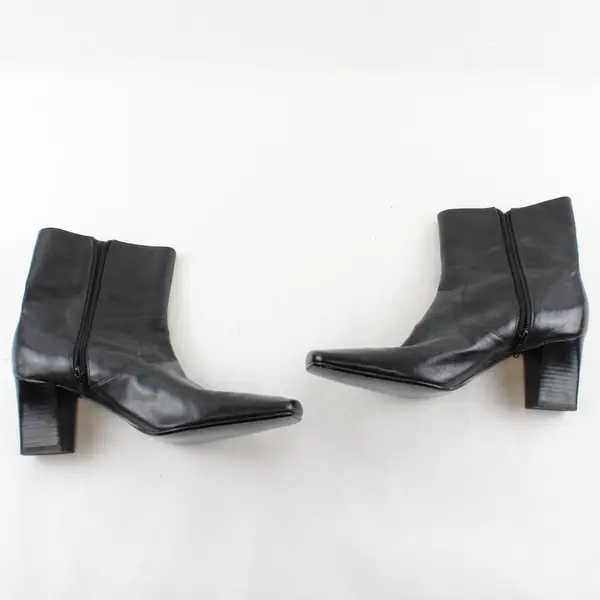 Nine West Black Leather Square Toe High Heeled Boots Women's U.S. Size 10M