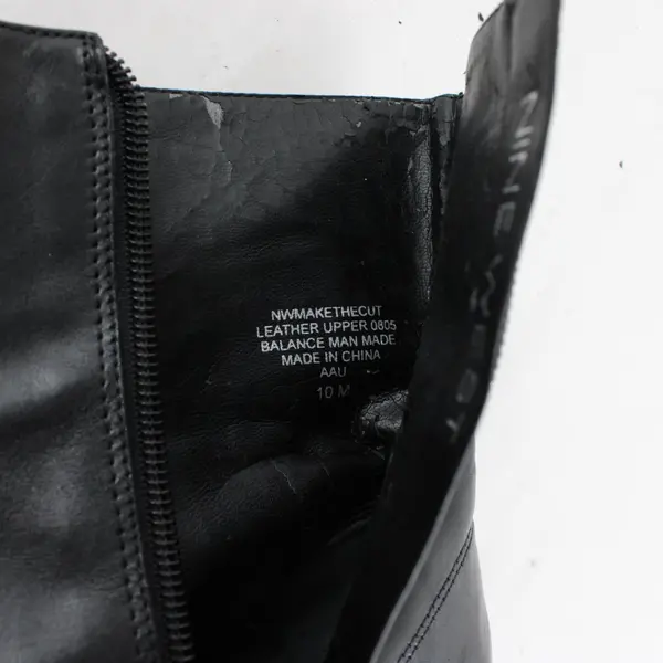 Nine West Black Leather Square Toe High Heeled Boots Women's U.S. Size 10M