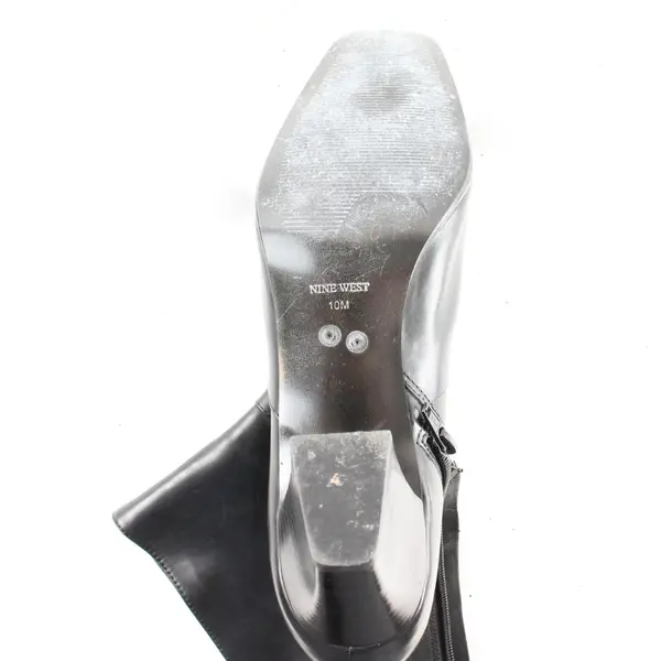 Nine West Black Leather Square Toe High Heeled Boots Women's U.S. Size 10M