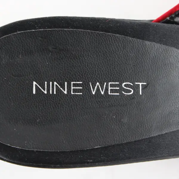 Nine West Red Satin Cross Straps Kitten Heel Sandals Women's U.S. Size 9.5M FLAW