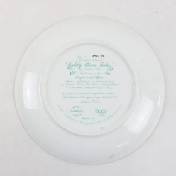 Sandra Kuck Teddy Bear Tales Sugar & Spice Collector Plate w/ COA and Box