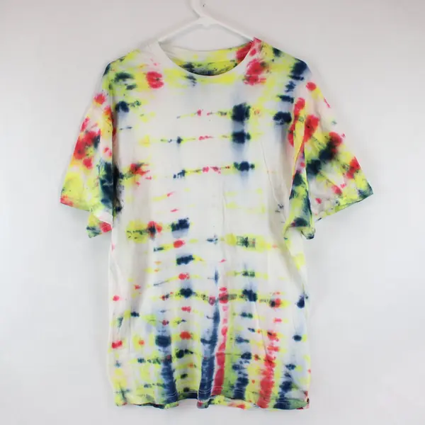 Fruit of the Loom Mens XL White Multicolor Tie Dye Short Sleeve T-Shirt