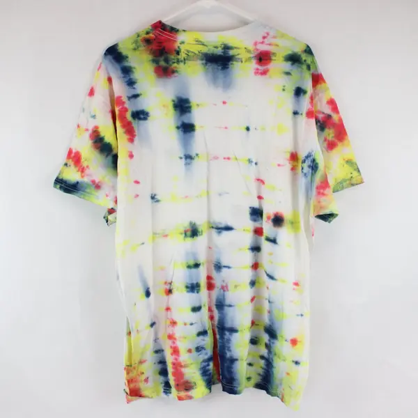 Fruit of the Loom Mens XL White Multicolor Tie Dye Short Sleeve T-Shirt