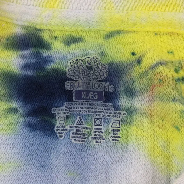 Fruit of the Loom Mens XL White Multicolor Tie Dye Short Sleeve T-Shirt