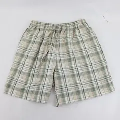Erika & Co Womens L Green Plaid Cotton High Rise Drawstring Shorts