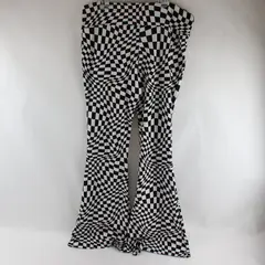 No Boundaries Black and White Wavy Check Bell Bottom Leggings Juniors' XL 15-17