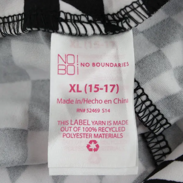 No Boundaries Black and White Wavy Check Bell Bottom Leggings Juniors' XL 15-17