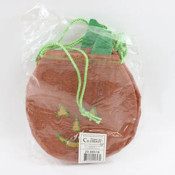 Set of 3 Time to Celebrate Copper Jack-O-Lantern Mesh Bags Halloween