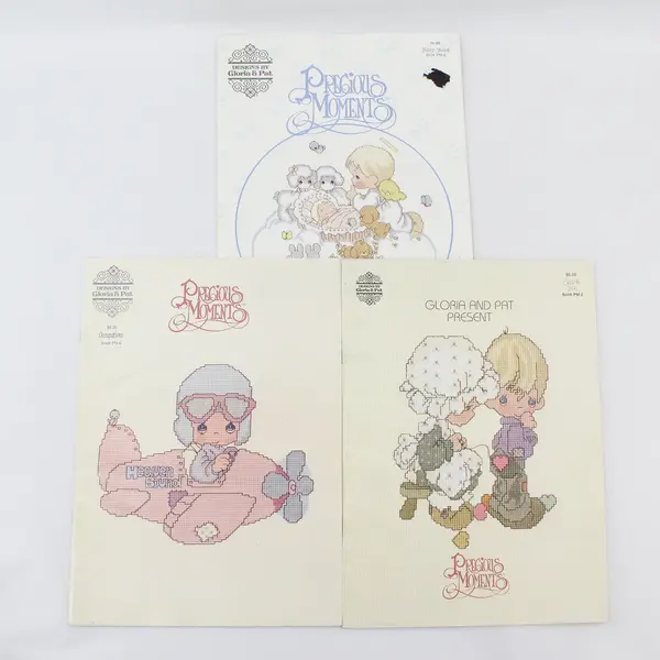 VTG Lot of 3 Gloria & Pat Precious Moments Cross Stitch Patterns 1981 - 1985 