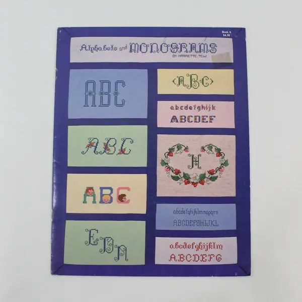 Harriette Tew Lot 2 X-Stitch Bkts Sunshine Ovals Alphabets Monograms 1980 1982