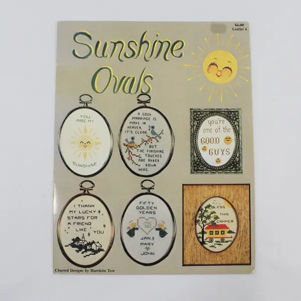 Harriette Tew Lot 2 X-Stitch Bkts Sunshine Ovals Alphabets Monograms 1980 1982