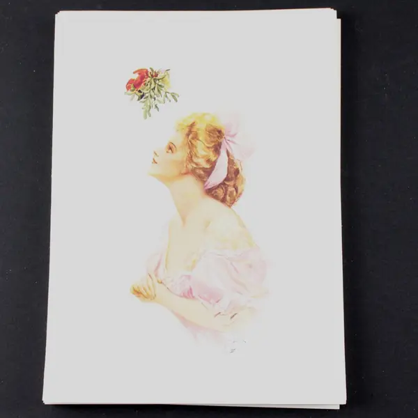 Set of 10 Harrison Fisher Society Anticipation Christmas Greeting Cards UNUSED
