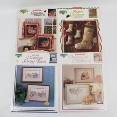 Vintage Lot of 4 Color Charts Cross-Stitch Pattern Booklets 1990 - 1991 Good