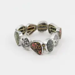 Clay Panel Silver-Tone Boho Stretch Bracelet