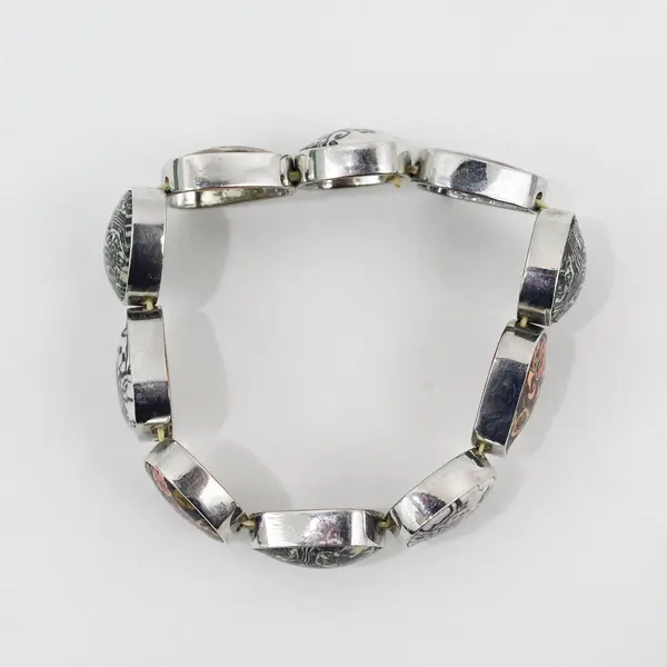 Clay Panel Silver-Tone Boho Stretch Bracelet