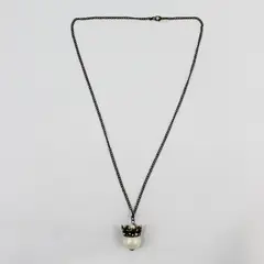 Faux Pearl with Rhinestone Crown Pendant Necklace 26"