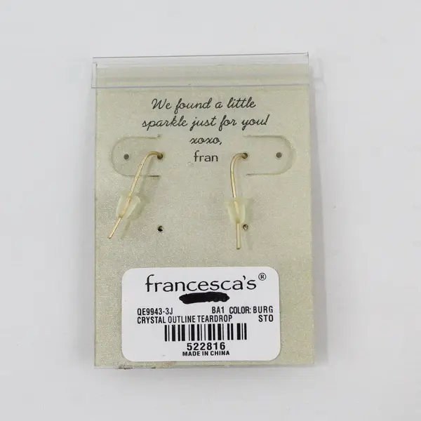 Francesca's Burgundy Crystal Outline Teardrop Gold-Tone Dangle Earrings