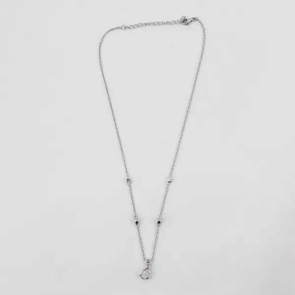 Clear Teardrop Rhinestone Pendant 925 Sterling Silver Necklace 18"