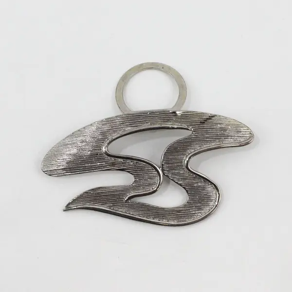 Vintage M. Jent Silver-Tone Modernist Metal Clip-On Brooch 3"