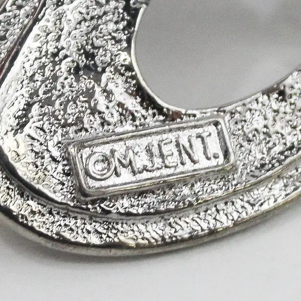 Vintage M. Jent Silver-Tone Modernist Metal Clip-On Brooch 3"