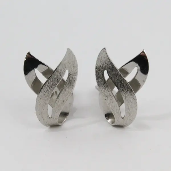 Vintage Sarah Coventry Satin Flame Silver-Tone Clip-On Earrings