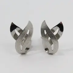 Vintage Sarah Coventry Satin Flame Silver-Tone Clip-On Earrings
