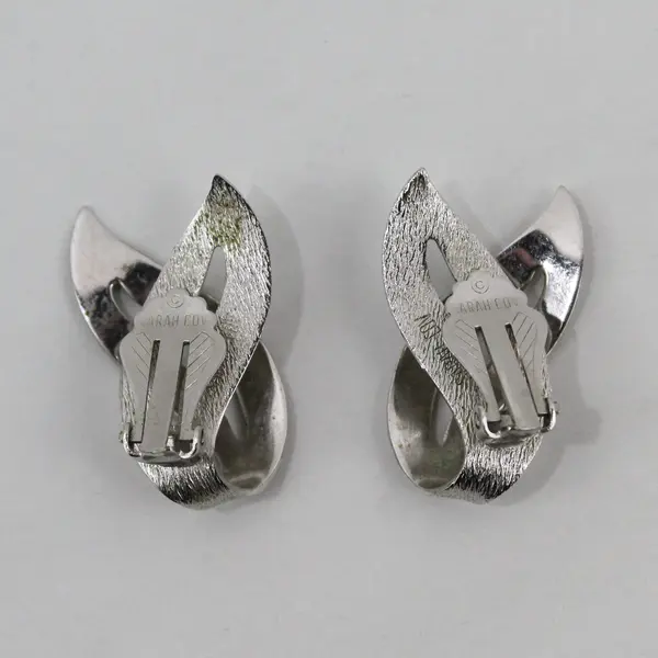 Vintage Sarah Coventry Satin Flame Silver-Tone Clip-On Earrings