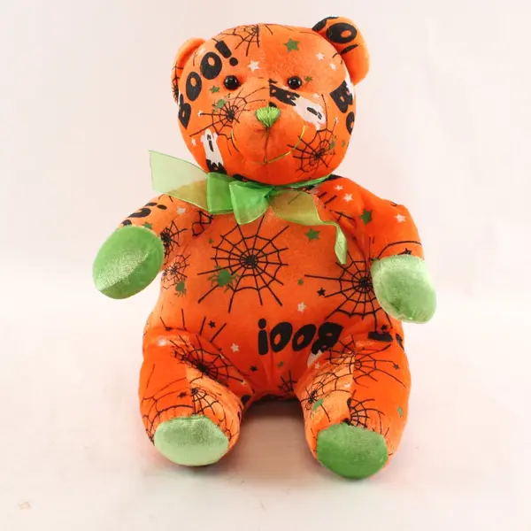 Orange and Green Halloween Teddy Bear 11"
