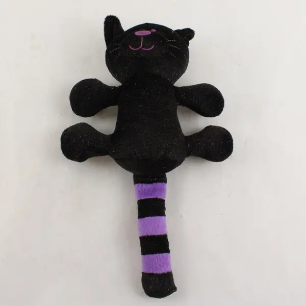 Sparkly Black and Purple Halloween Cat Plush Squeaky Pet Toy