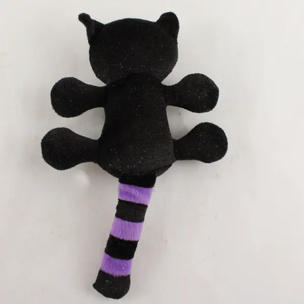 Sparkly Black and Purple Halloween Cat Plush Squeaky Pet Toy