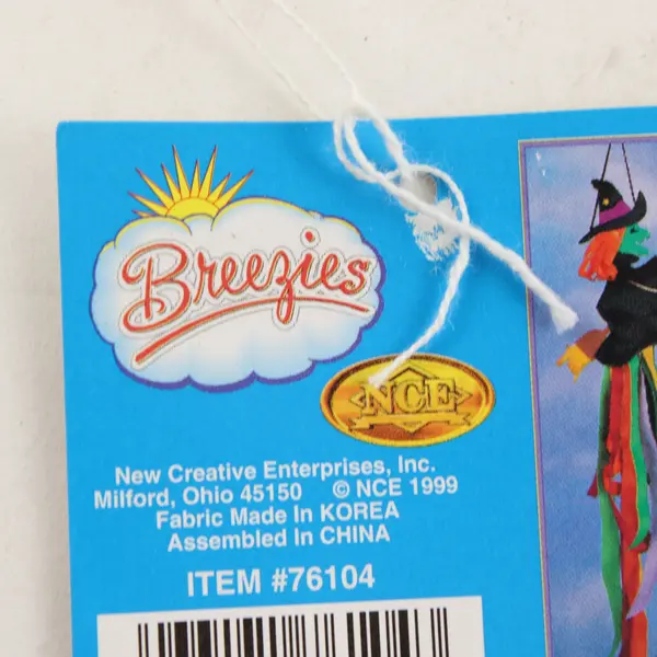 New Creative Enterprises Breezies Halloween Witch Wind Sock 76104