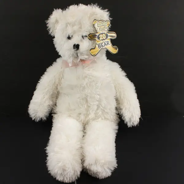 Cuddly Cousins White Bear Plush with Pink Bow 20"