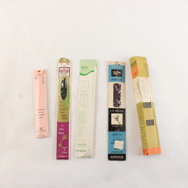 Lot of 5 Vintage Sewing Zippers Mixed Brands Talon Coats & Clark Donahue