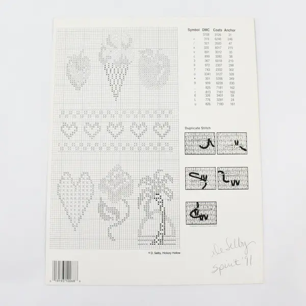 VTG Hickory Hollow A Beginner's Guide to Duplicate Stitch De Selby 1991 Signed