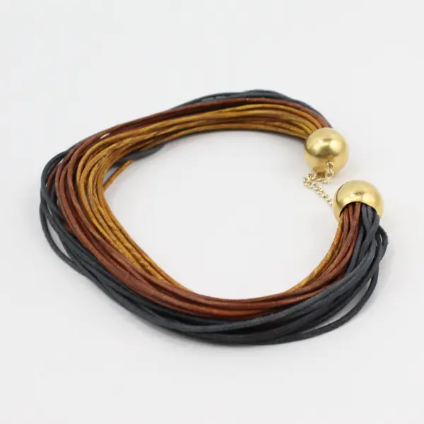 Brown and Gray Multi-Strand Cord Statement Necklace 17 in